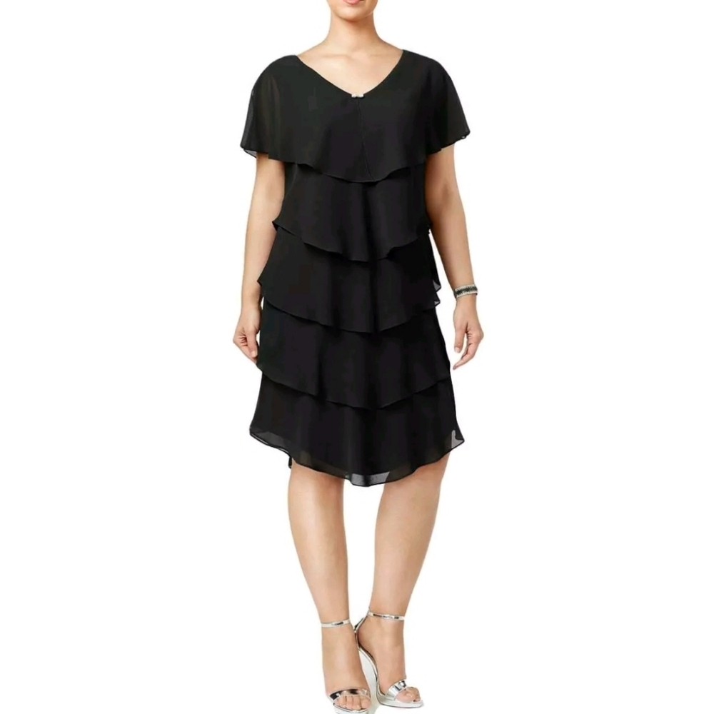 👗AFTER DARK semi formal ruffled sheath dress